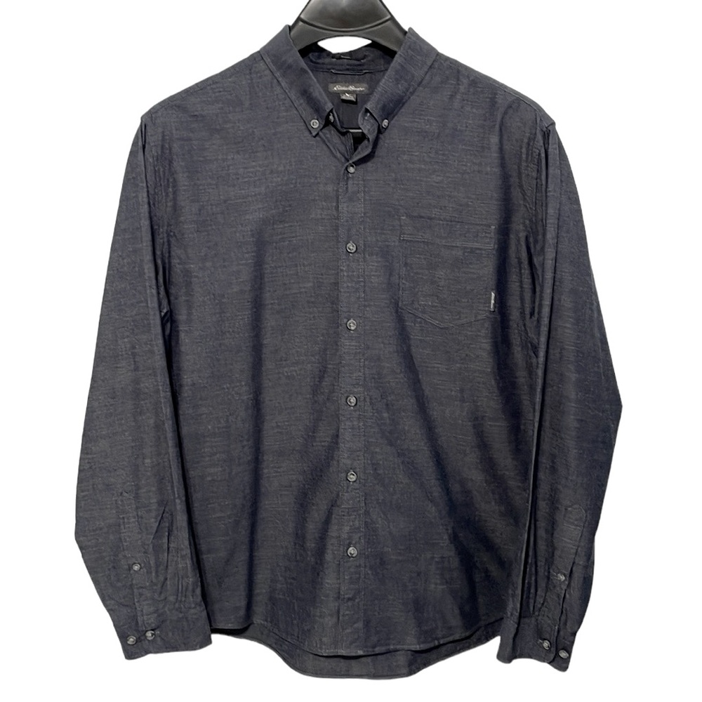 Eddie Bauer men's Size 2XL blue chambray cotton long sleeve shirt. EUC
